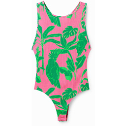 Body z prążkowanej dzianiny na ramiączkach w tropikalny