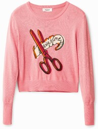 Sweter w haftowane nożyczki