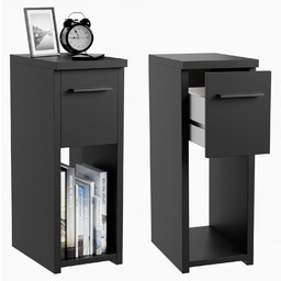 Zestaw 2 Szt Szafki Nocne Wąskie Czarne Loft