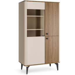 Witryna do salonu 88 cm na nóżkach kaszmir/orzech