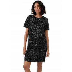 S.OLIVER SUKIENKA DAMSKA CZARNA Z CEKINAMI MINI PROSTA