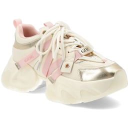 Beżowe Sneakersy GOE Modne Obuwie Damskie Na Solidnej