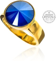 Piękny Pierścionek Kryształy Royal Blue Paris Gold Złote