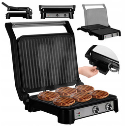Kontaktowy, Panini, Składany Grill Elektryczny Zeegma Grill Czarny