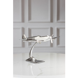 FIGURKA DEKORACYJNA samolot Spitfire, aluminiowa, chromowane wykończenie