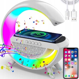 Głośnik Bezprzewodowy Lampka Nocna Led Bluetooth Rgb Zegar