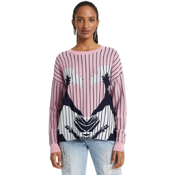 Sweter damski Desigual Chennai różowy w paski