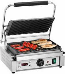 Bartscher Grill kontaktowy pojedyńczy żeliwny, płyta ryflowana, 360