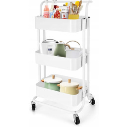 Wózek kuchenny biały 3 półki kółka barek regał