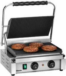 Bartscher Grill kontaktowy pojedyńczy żeliwny, płyta ryflowana, 360