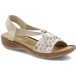 Rieker Beżowe Sandały Eleganckie Obuwie Damskie