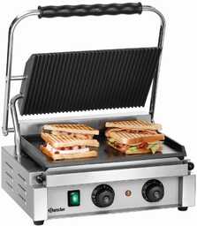 Bartscher Grill kontaktowy pojedyńczy żeliwny, płyta górna ryflowana