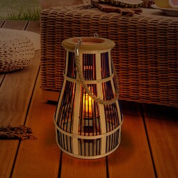 Näve Lampa solarna ozdobna Korb, jasne drewno, bambus