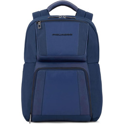 PIQUADRO 14-calowy plecak ze skóry i tkaniny, Niebieska,