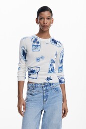 Sweter z tropikalnymi wzorami