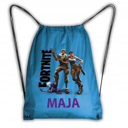 Niebieski Worek Plecak Szkolny Fortnite + IMIĘ #2