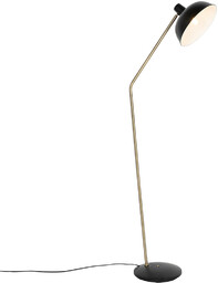 QAZQA Lampa stojąca retro czarna z brązem -