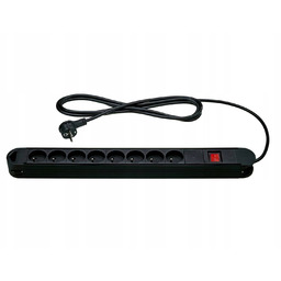 Listwa zasilająca z 8 gniazdami i płaską wtyczką