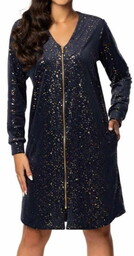 Szlafrok damski Hamana Cosmo Zipped navy blue-gold