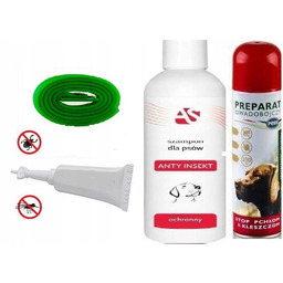 Zestaw dla psa Obroża spray szampon krople