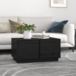 vidaXL Stolik kawowy, czarny, 80x50x40 cm, lite drewno