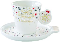 FILIŻANKA PORCELANOWA DO ESPRESSO ze SPODKIEM Merry Christmas