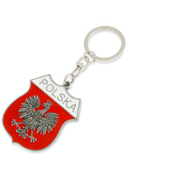 BRELOK Z HERBEM POLSKI kolor biały army military