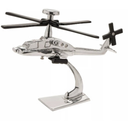 FIGURKA w kształcie helikoptera Apache, metalowa w srebrnym