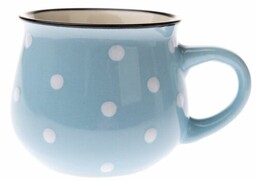 Kubek ceramiczny w kropki 230 ml, jasnoniebieski