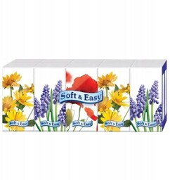 Soft&Easy Chusteczki higieniczne 3-warstwowe - kwiaty, 10x10 sztuk