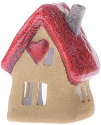 Świecznik ceramiczny Domek z sercem, 12,4 x 16