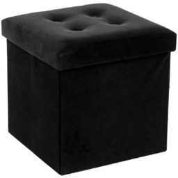 Pufa Lysandre welurowa czarna ze schowkiem pikowana