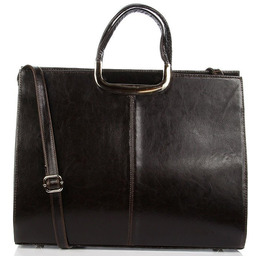 Aktówka damska ze skóry naturalnej DAN-A T269 czekoladowa