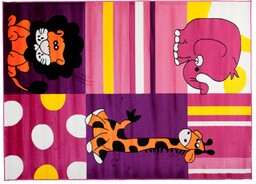 Dywan Fun Kids 80x150 Dzieci Żyrafa Lew Słoń