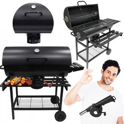 Grill Węglowy Ogrodowy 2 Ruszty Chromowane 2 Półki