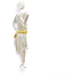 Broszka srebrna - Biała dama retro