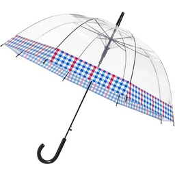 W powietrzu czasu parasol przezroczysty krawędź w kratkę