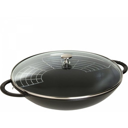 Staub Wok żeliwny Z Pokrywką 37 Cm, Czarny