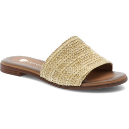Armodo Złote Klapki Wygodne Obuwie Damskie Ze Słomkową