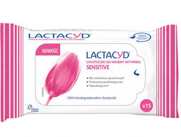 Lactacyd Sensitive, chusteczki do higieny intymnej, 15 sztuk
