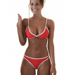 Damski Strój Kąpielowy Plażowy Czerwony Dwuczęściowy Stringi Sexy