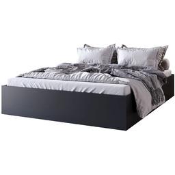 Edinos Premium Minimalistyczne czarne łóżko z materacem 140x200
