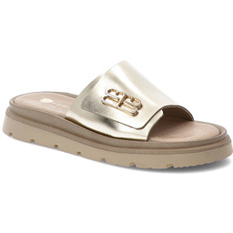 Armodo Złote Klapki Stylowe Płaskie Obuwie Damskie