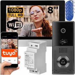 Wideodomofon Wifi 2-ŻYŁOWY Breloki Rfid Aplikacja Tuya 8"