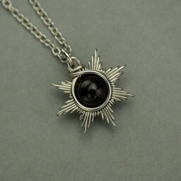 Pakamera Mały wisiorek słoneczko obsydian wire wrapping słońce