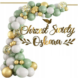 Balony Łuk Zestaw Dekoracji Chrzest + Imię