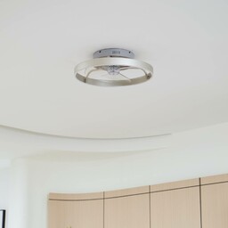 Wentylator sufitowy LED Lindby Momitu, srebrny, cichy, Ø