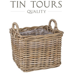 KWADRATOWY KOSZ Z RATTANU Z FOLIĄ I UCHWYTAMI