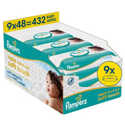 Pampers Aqua Soft Touch Chusteczki nawilżane, 9 x