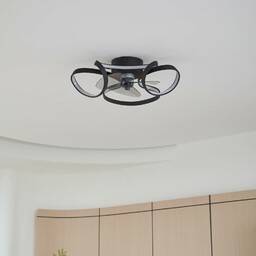 Wentylator sufitowy LED Lomata, czarny, cichy, Ø 23